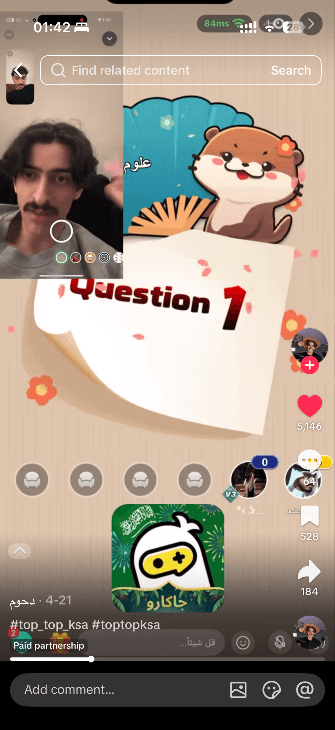 TopTop app promotion screenshot with social interaction context